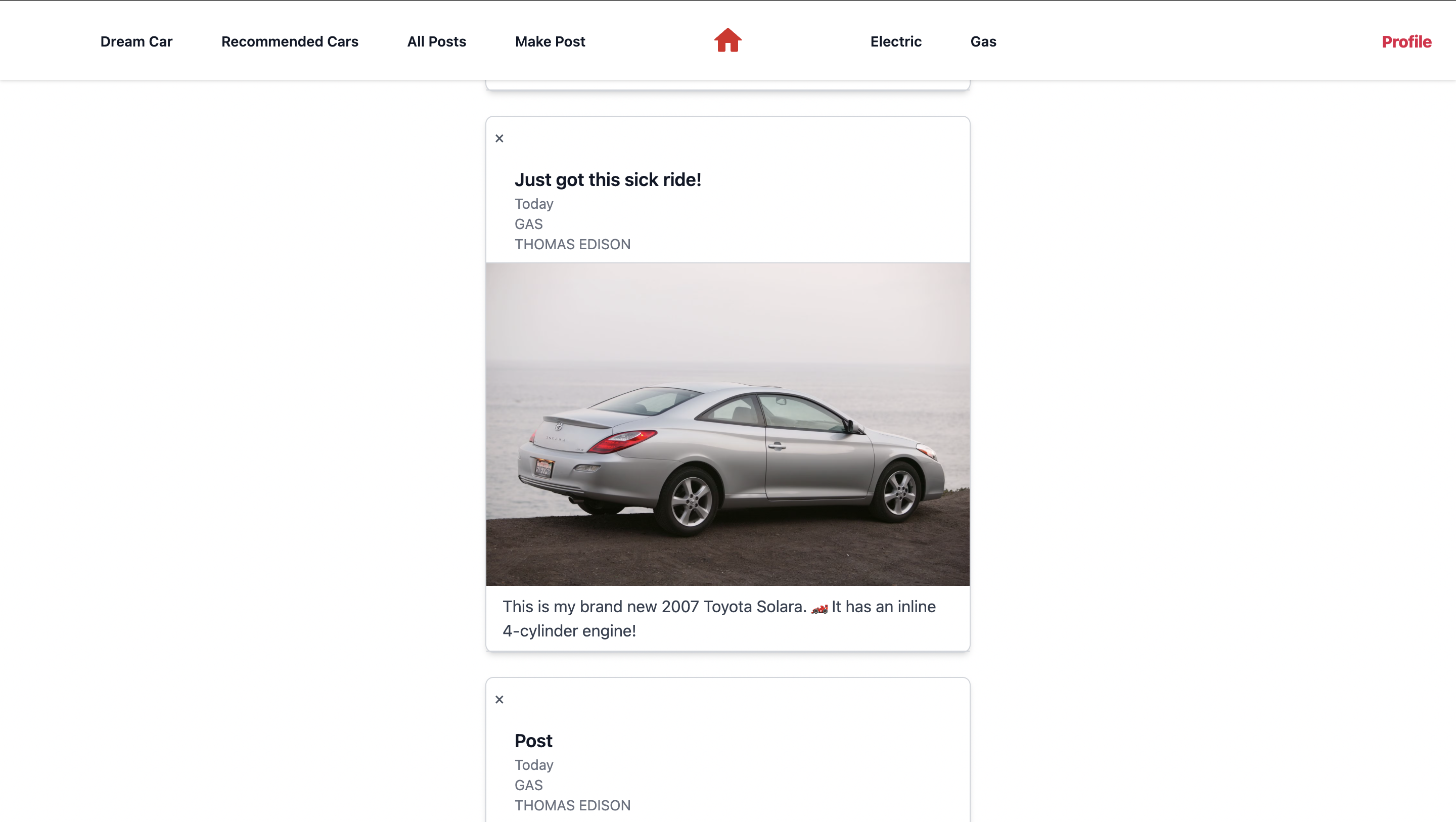 Car Post Example